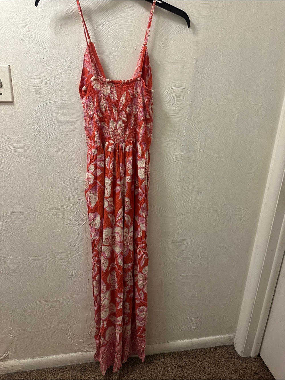 NWT Angie Womens Coral Floral Tie Front Wide Leg Jumpsuit Medium - Picture 7 of 9